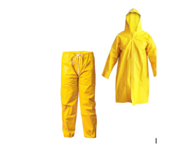Conjunto capa de chuva impermeável amarela